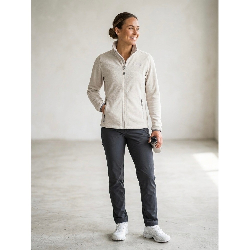 The North Face Womens TKA 100 Glacier Full Zip Fleece Jacket Cream Large L